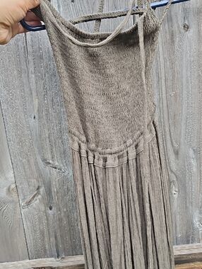 Free People Extrstropical Dress In Boho Knit Maxi Dress in Olive Taupe